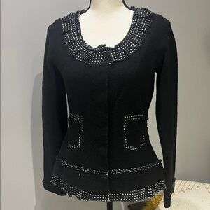 Sparrow By Anthropologie Black Blazer with Polka Dot Accents